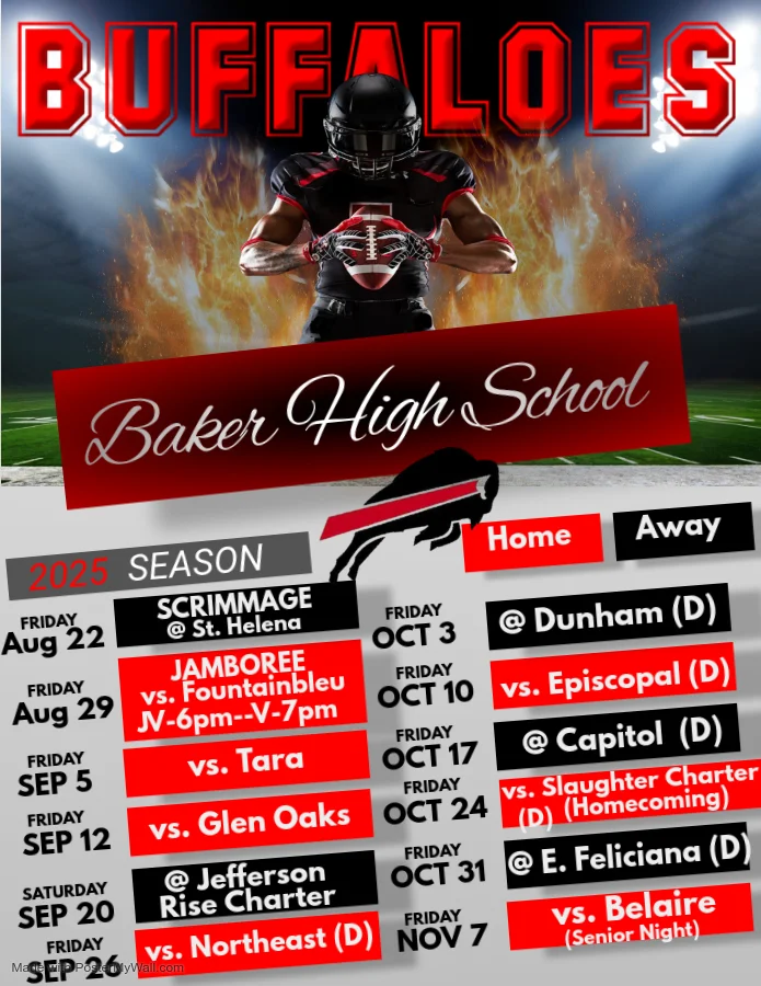 Grapich of Baker High School Foot Schedule